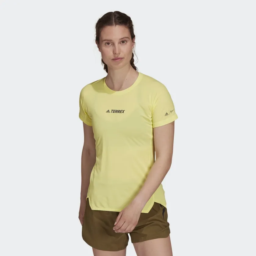 adidas Women's  Terrex Parley Agravic Trail Running All Round Tee Pulse Yellow