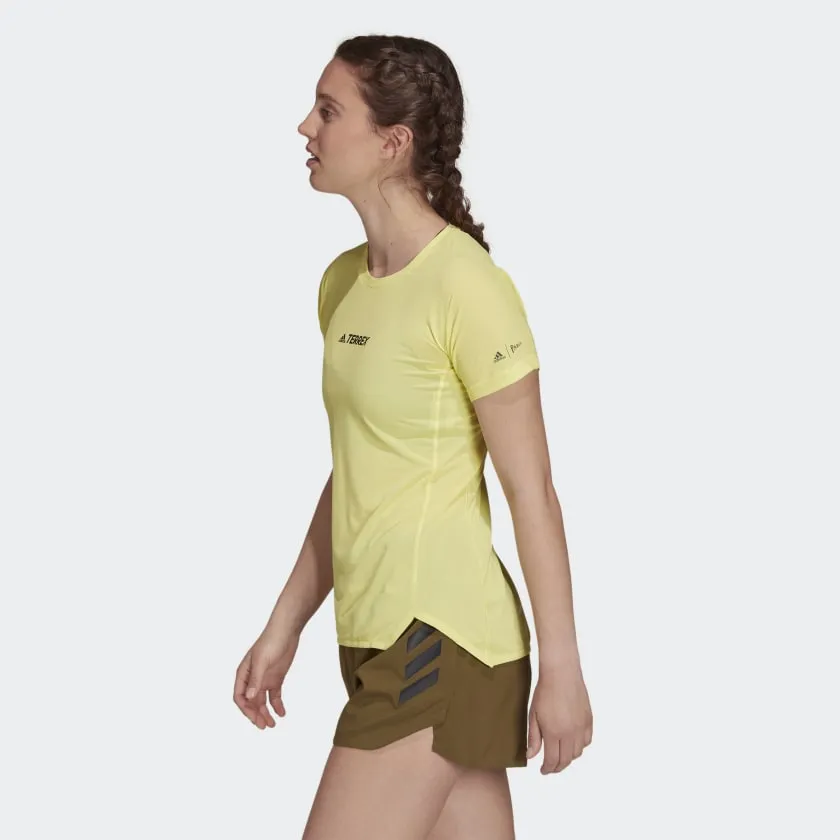 adidas Women's  Terrex Parley Agravic Trail Running All Round Tee Pulse Yellow