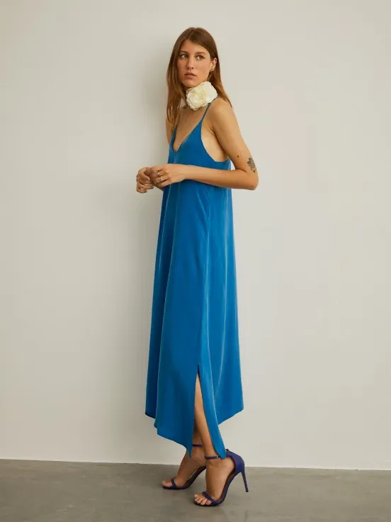 Asymmetric flowing dress