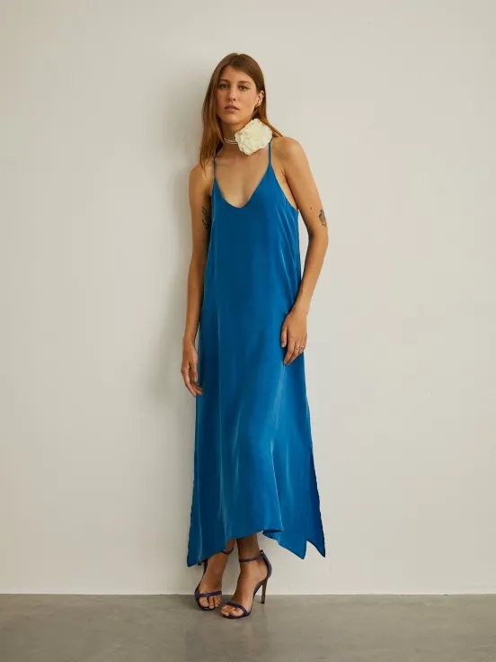 Asymmetric flowing dress