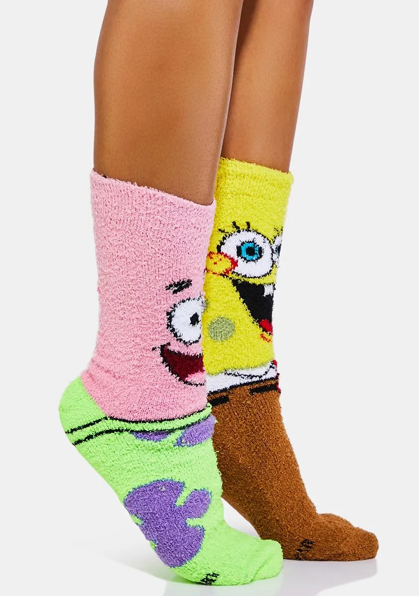 Bikini Bottom Boys Fuzzy Crew Socks-