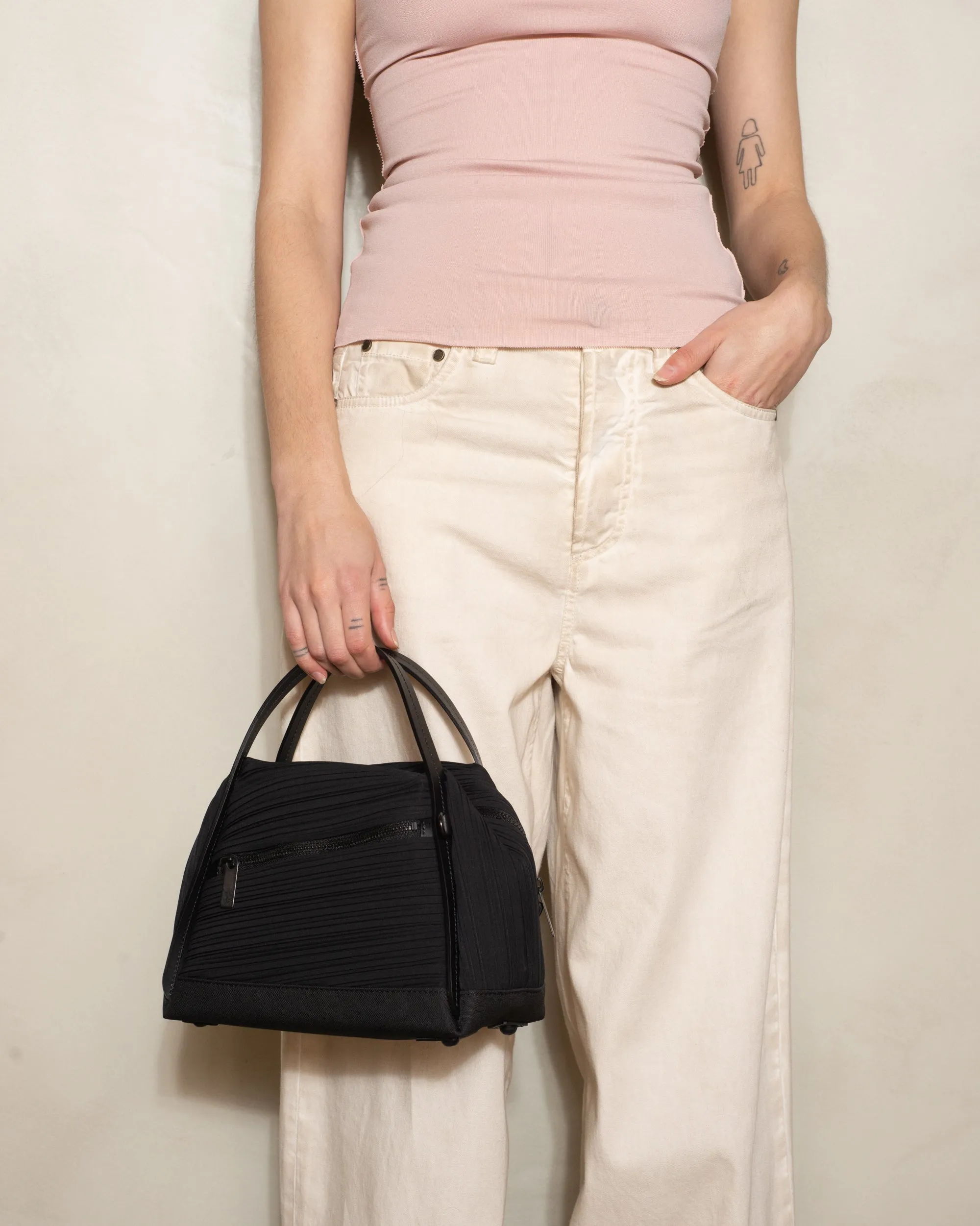 Black Classic Bias Pleats Bag