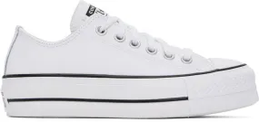 Converse White Leather Chuck Taylor All Star Platform Low Sneakers