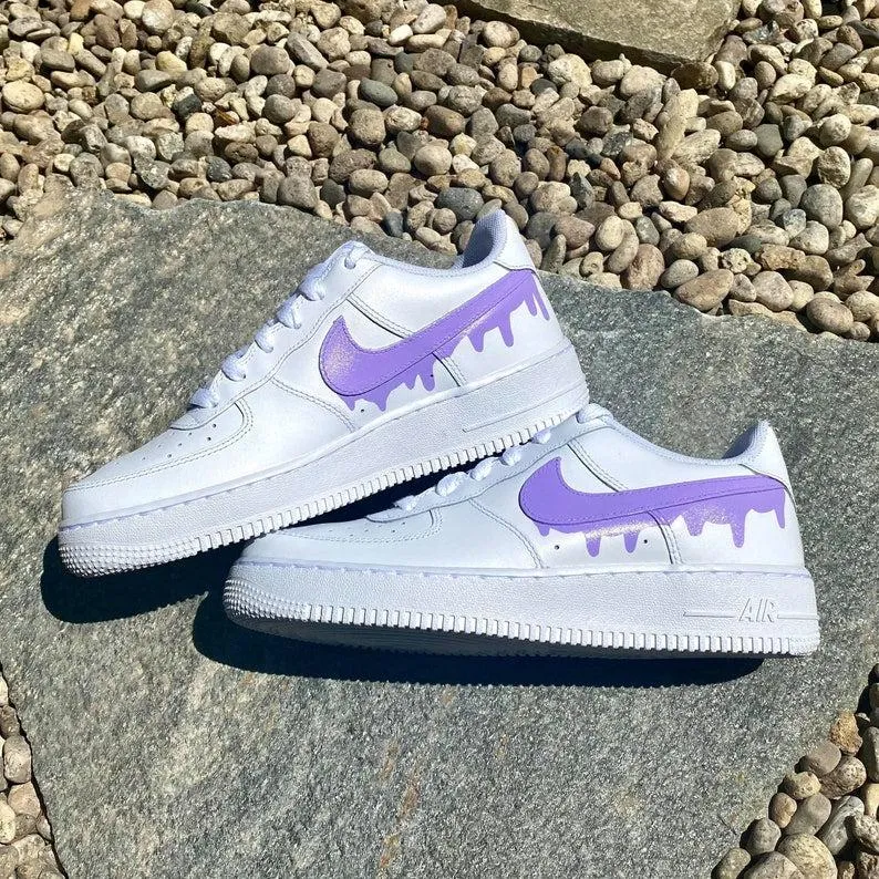 Custom Light Purple Nike Drip Air Force Ones