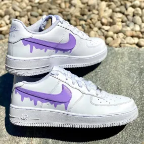 Custom Light Purple Nike Drip Air Force Ones