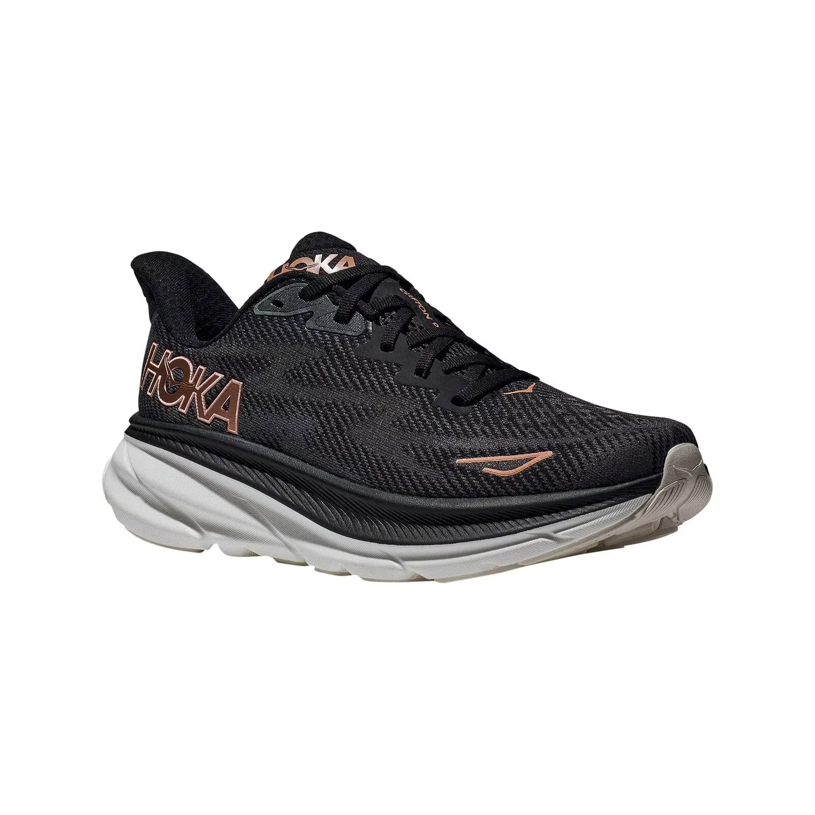 HOKA CLIFTON 9 BLACK/ROSE GOLD - WOMENS