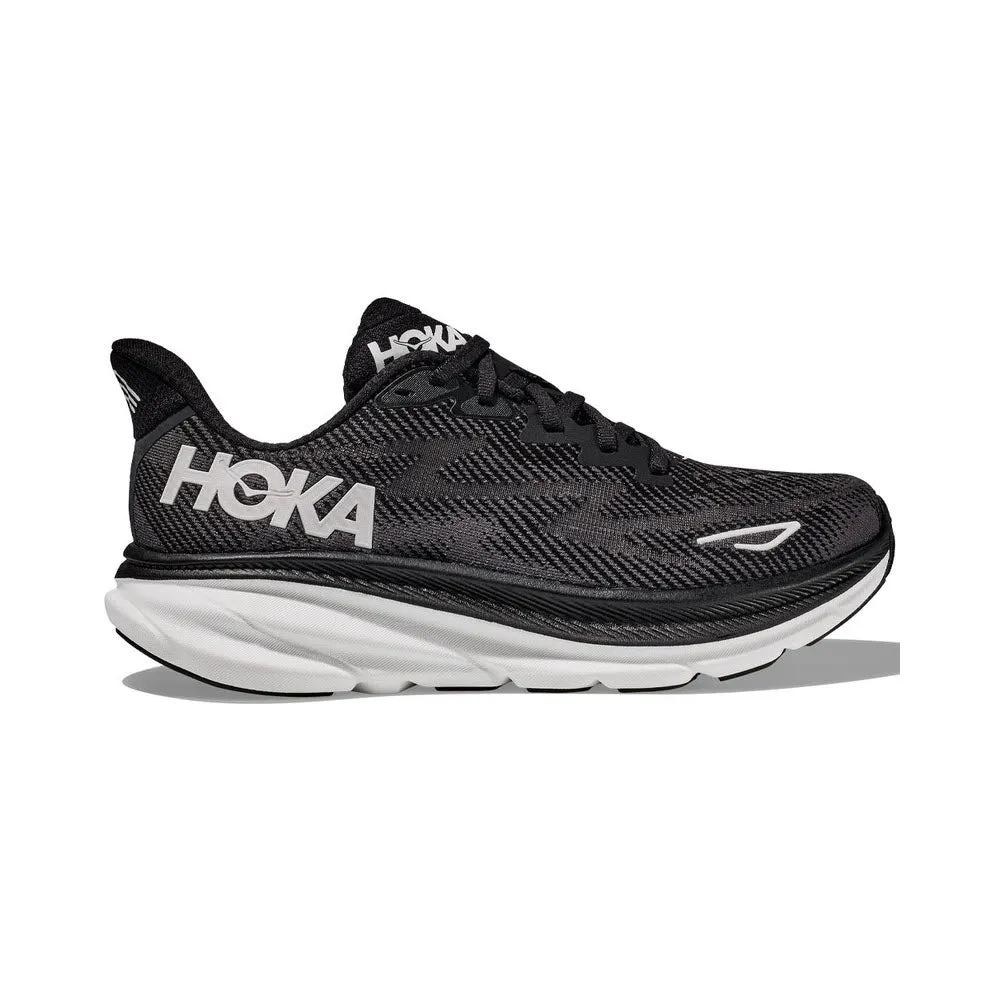 HOKA CLIFTON 9 BLACK/WHITE - WOMENS