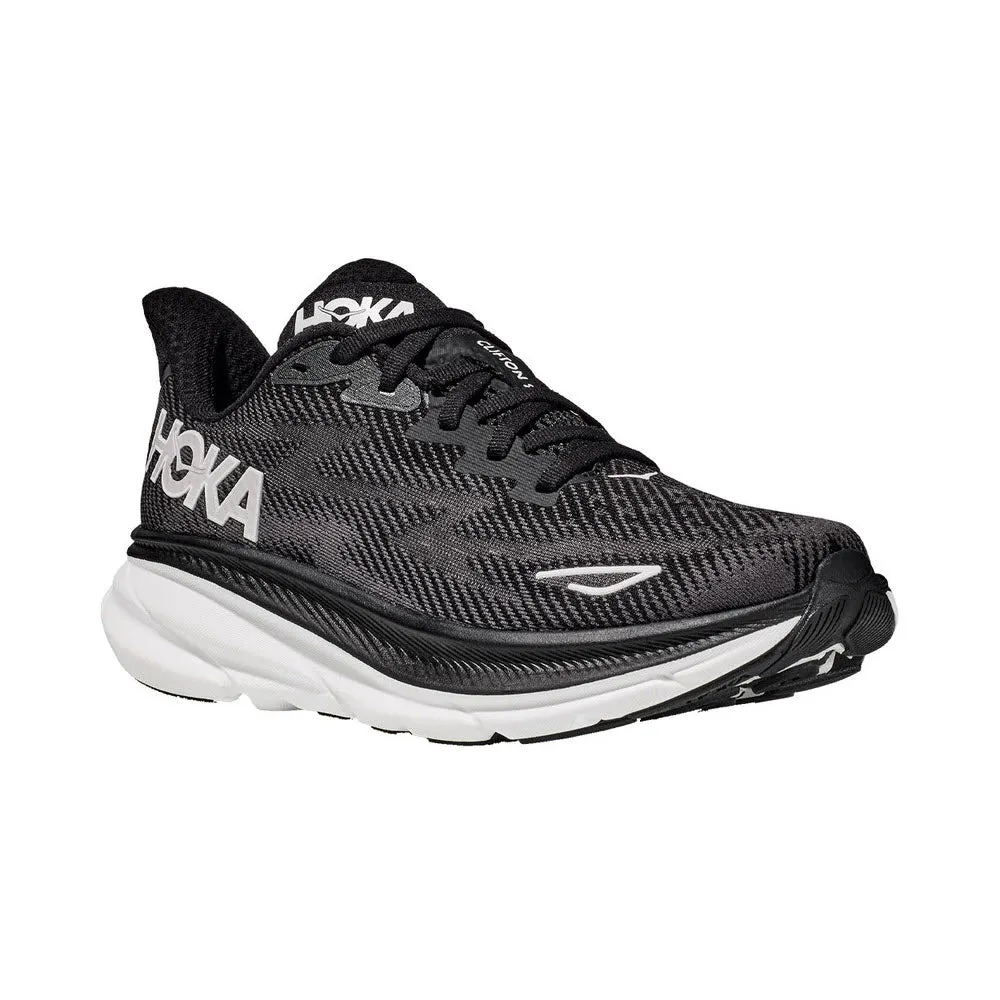 HOKA CLIFTON 9 BLACK/WHITE - WOMENS