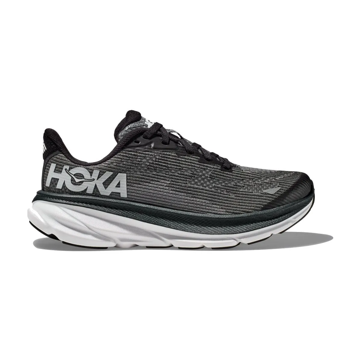 HOKA CLIFTON 9 YOUTH BLACK/WHITE - KIDS