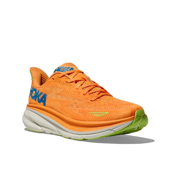 Mens Hoka Clifton 9 in Solar Flare/Lettuce