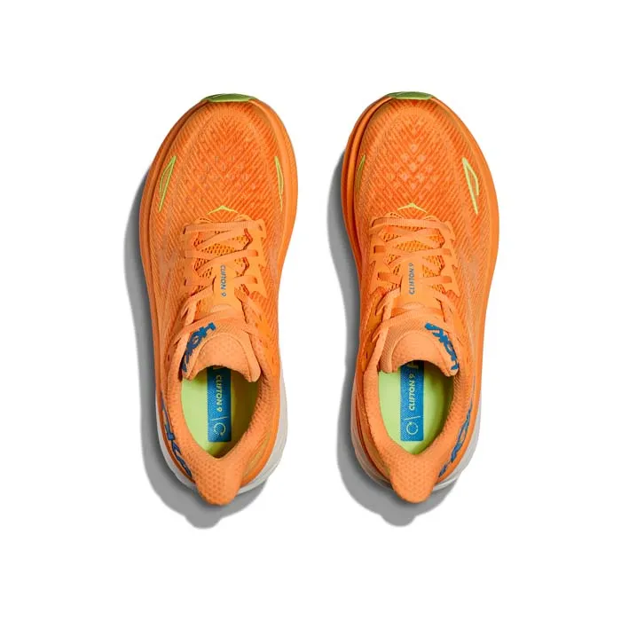 Mens Hoka Clifton 9 in Solar Flare/Lettuce