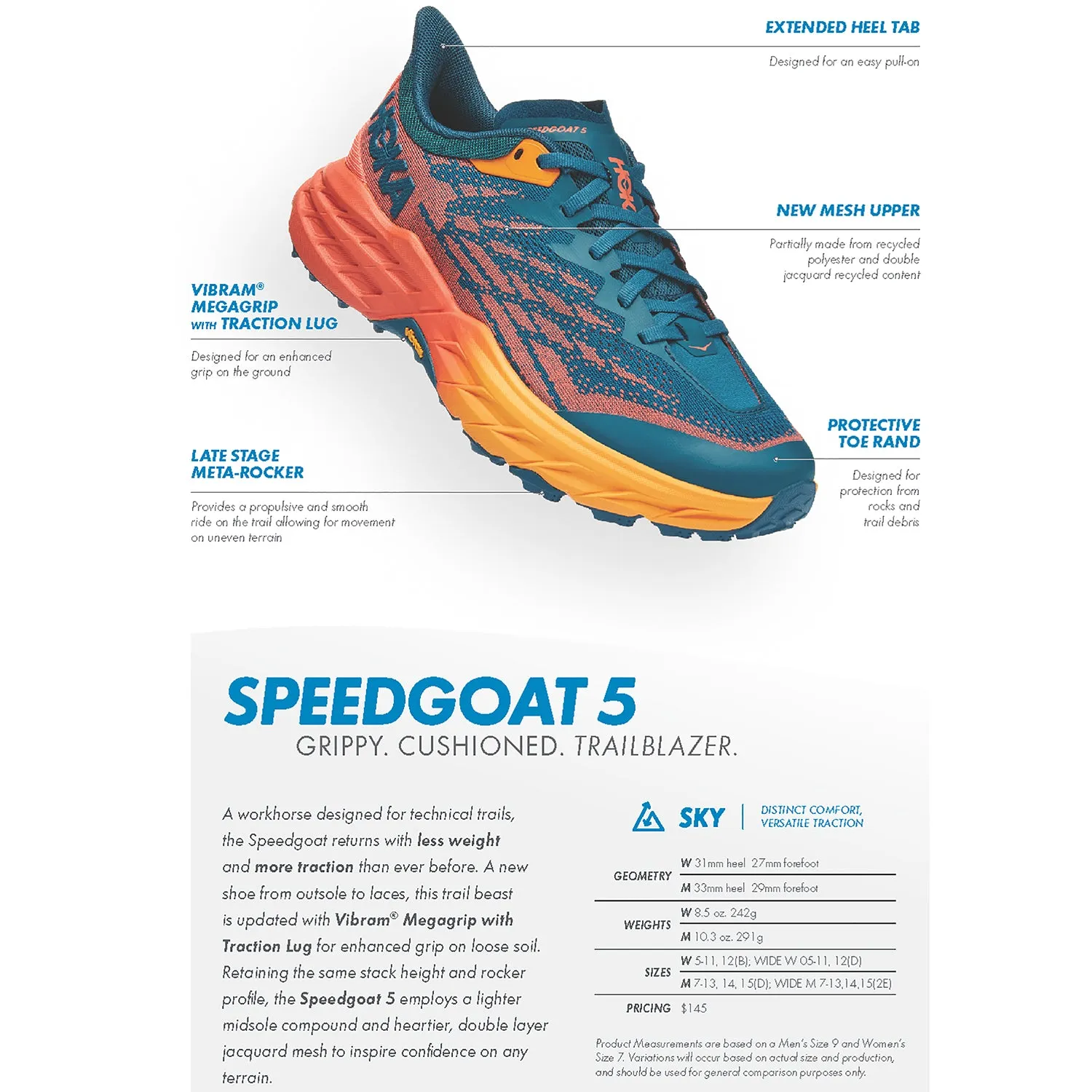 Men's Hoka Speedgoat 5 Harbor Mist/Black Mesh