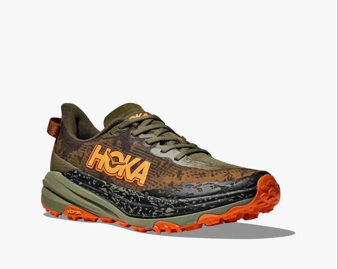 MEN'S HOKA SPEEDGOAT 6 WIDE 1147830AQL COLOR: ANTIQUE OLIVE/SQUASH