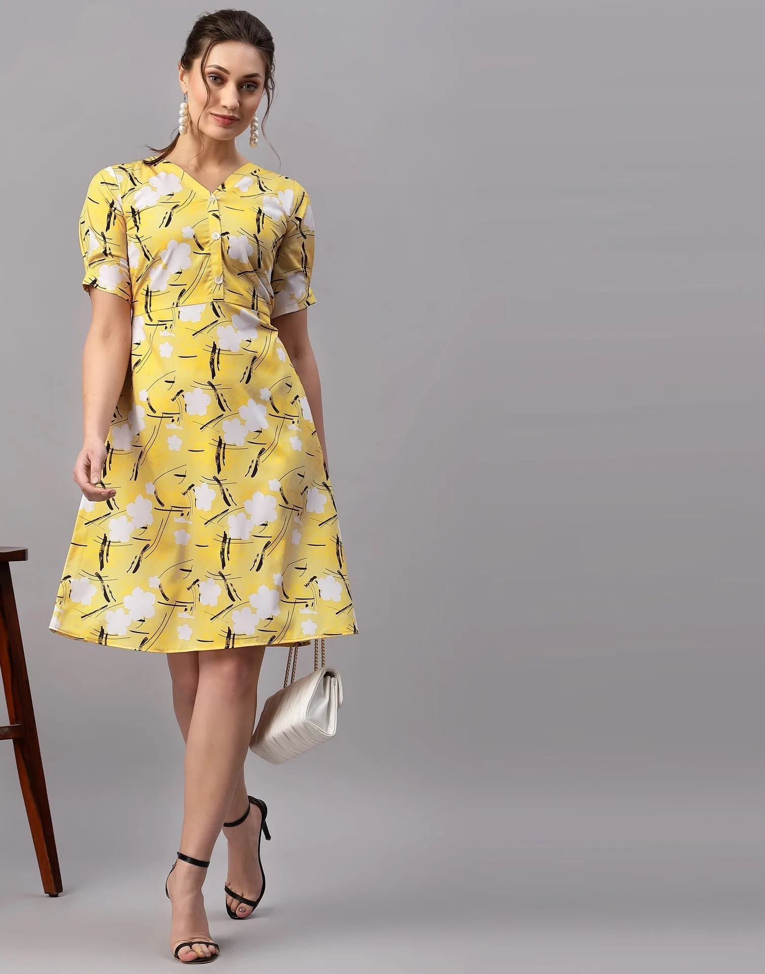 Mustard Printed Dress