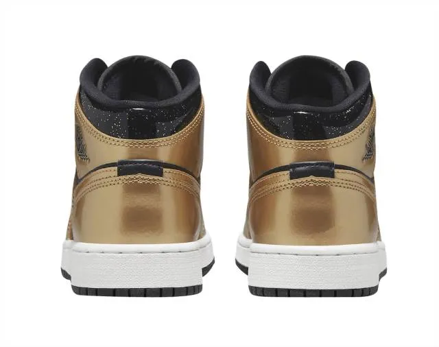 Nike air jordan 1 mid se gs (metallic gold black/ black/ metallic gold/ white) big kids 3.5y-7y dr6967-071