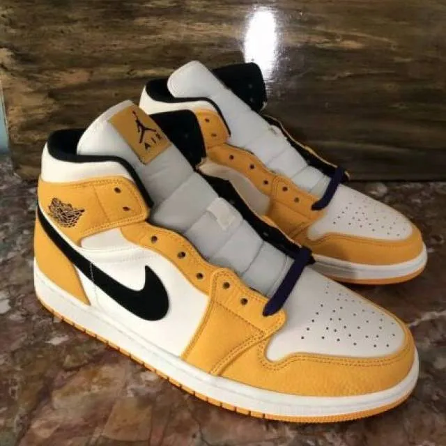 Nike air jordan 1 mid se lakers university gold purple men’s 11.5