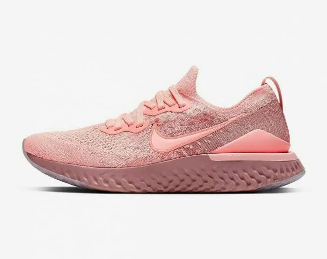 Nike Women's Epic React Flyknit 2 Pink Tint/Rust Pink Sh...