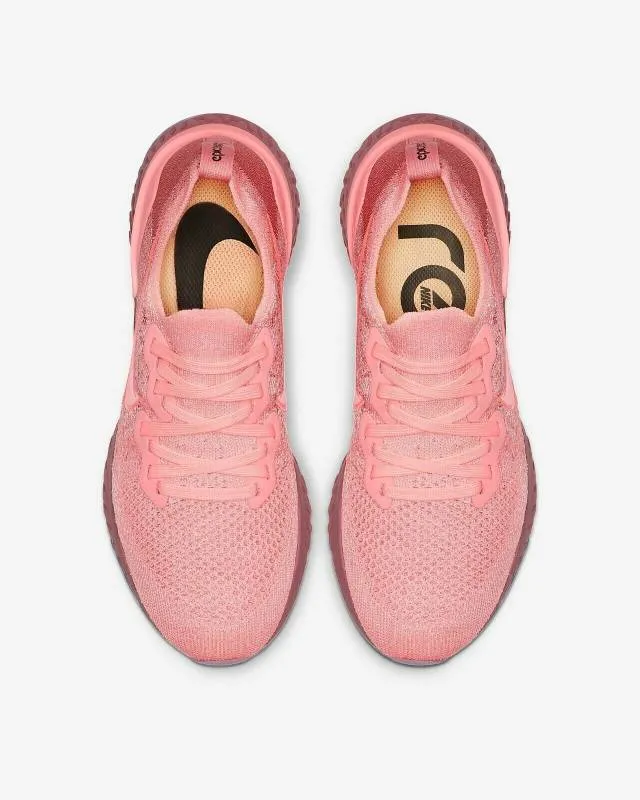 Nike Women's Epic React Flyknit 2 Pink Tint/Rust Pink Sh...