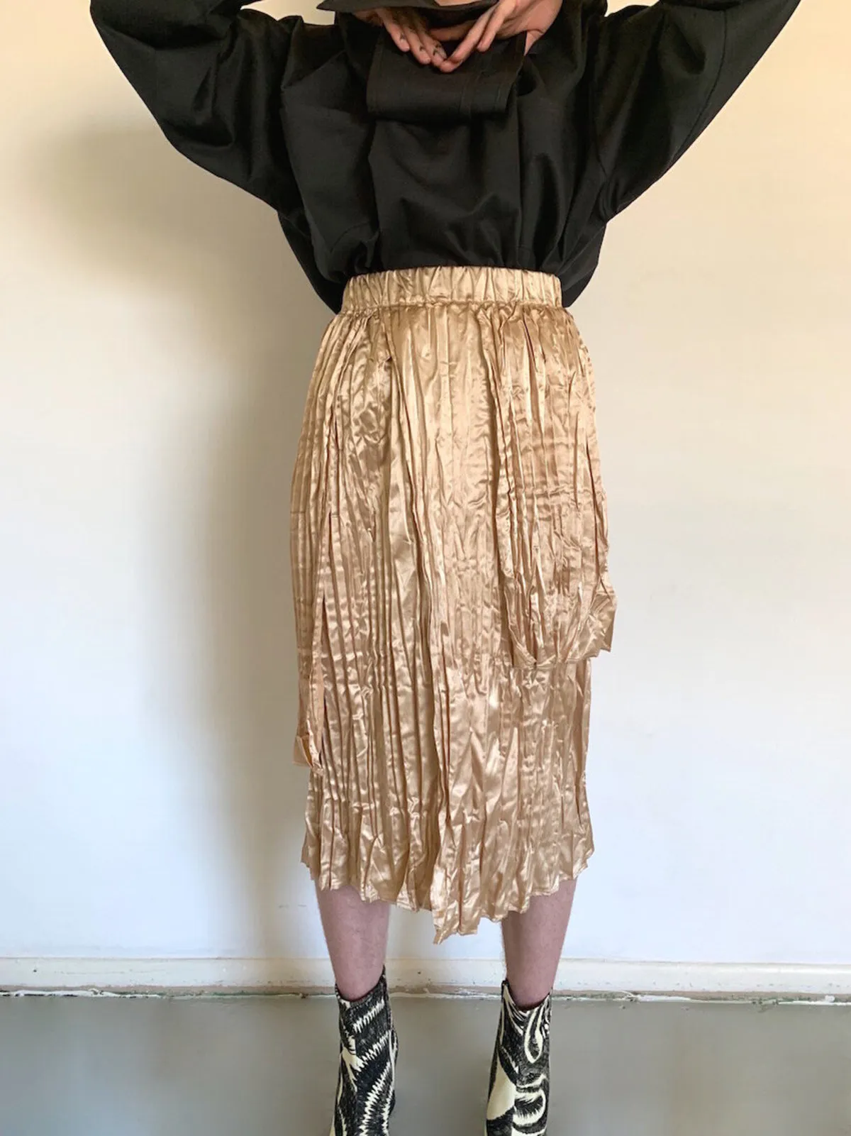 Satin Crinkel Skirt - Champange