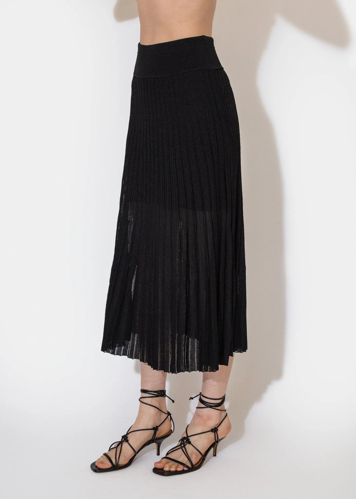 Sheer Pleat Skirt Black