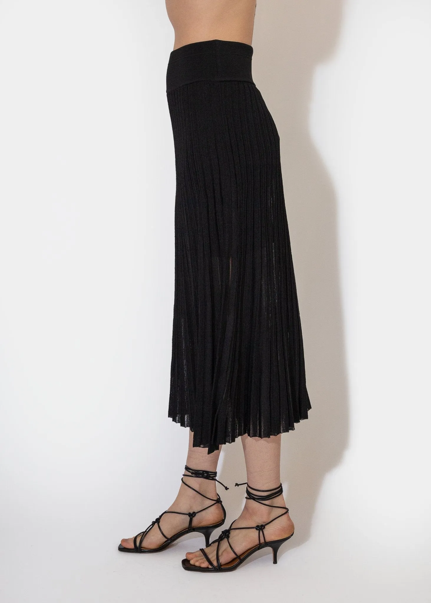 Sheer Pleat Skirt Black