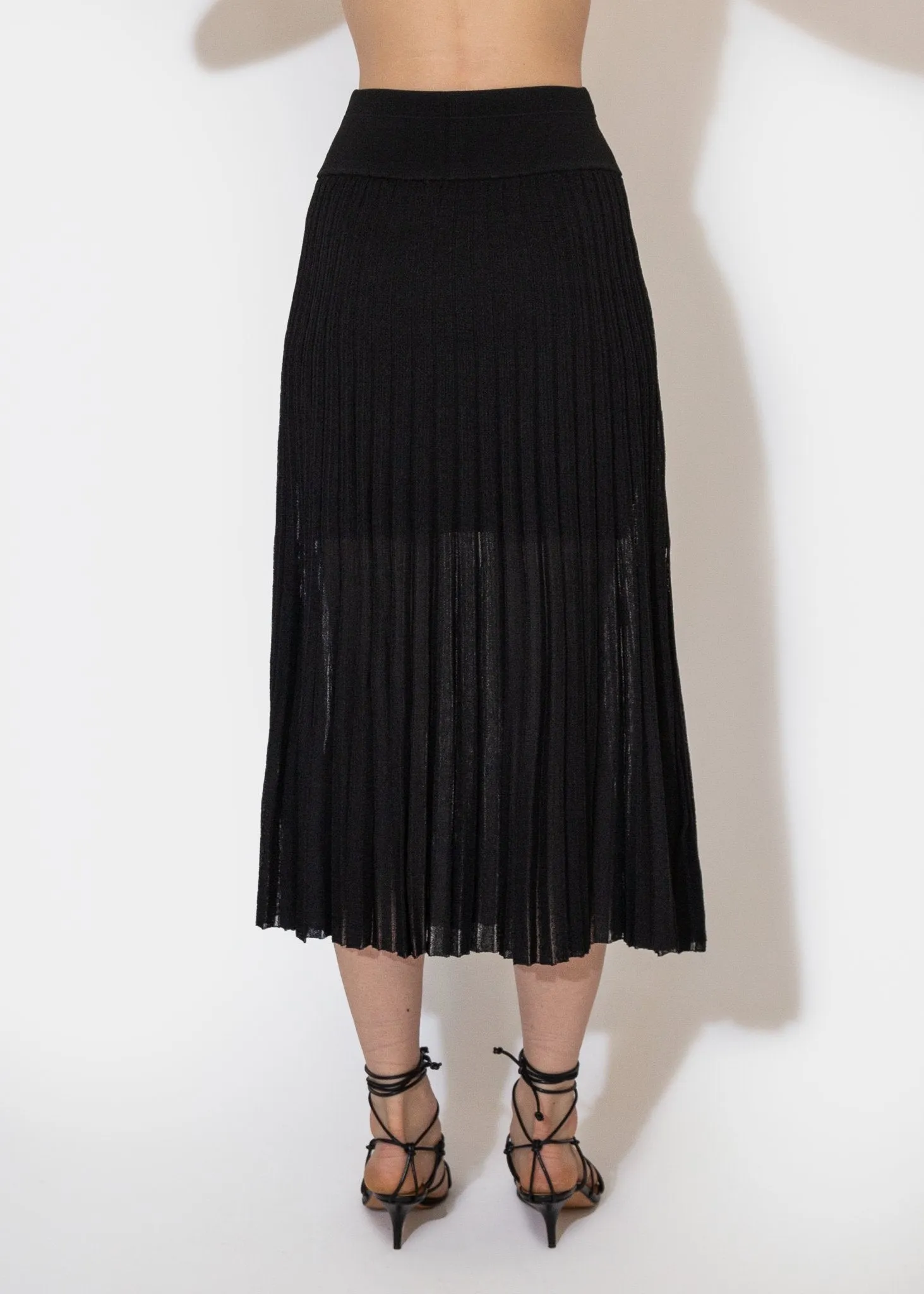 Sheer Pleat Skirt Black