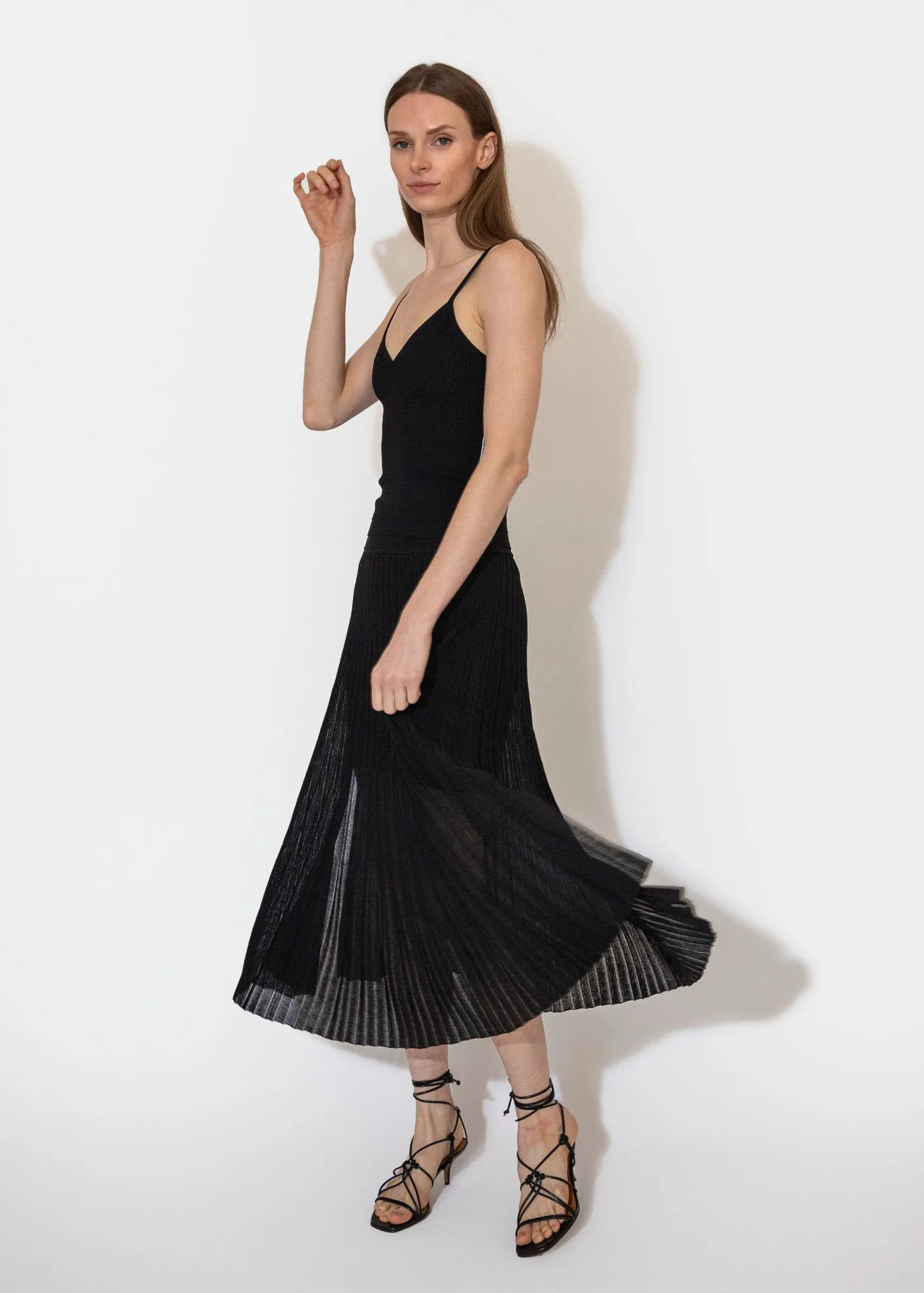 Sheer Pleat Skirt Black