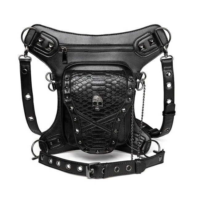 Steampunk Reticulation Skull Motorcycle Bag