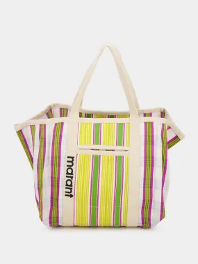 Striped Canvas Top Handle Bag