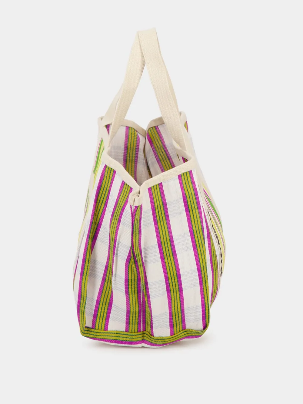 Striped Canvas Top Handle Bag