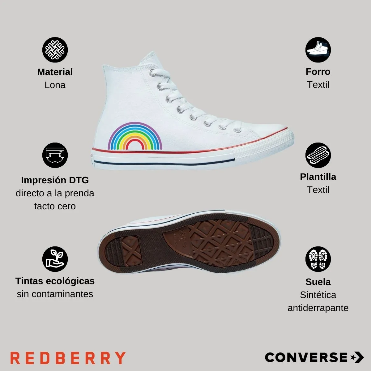 Tenis Converse Chuck Taylor Bota Unisex Arcoiris