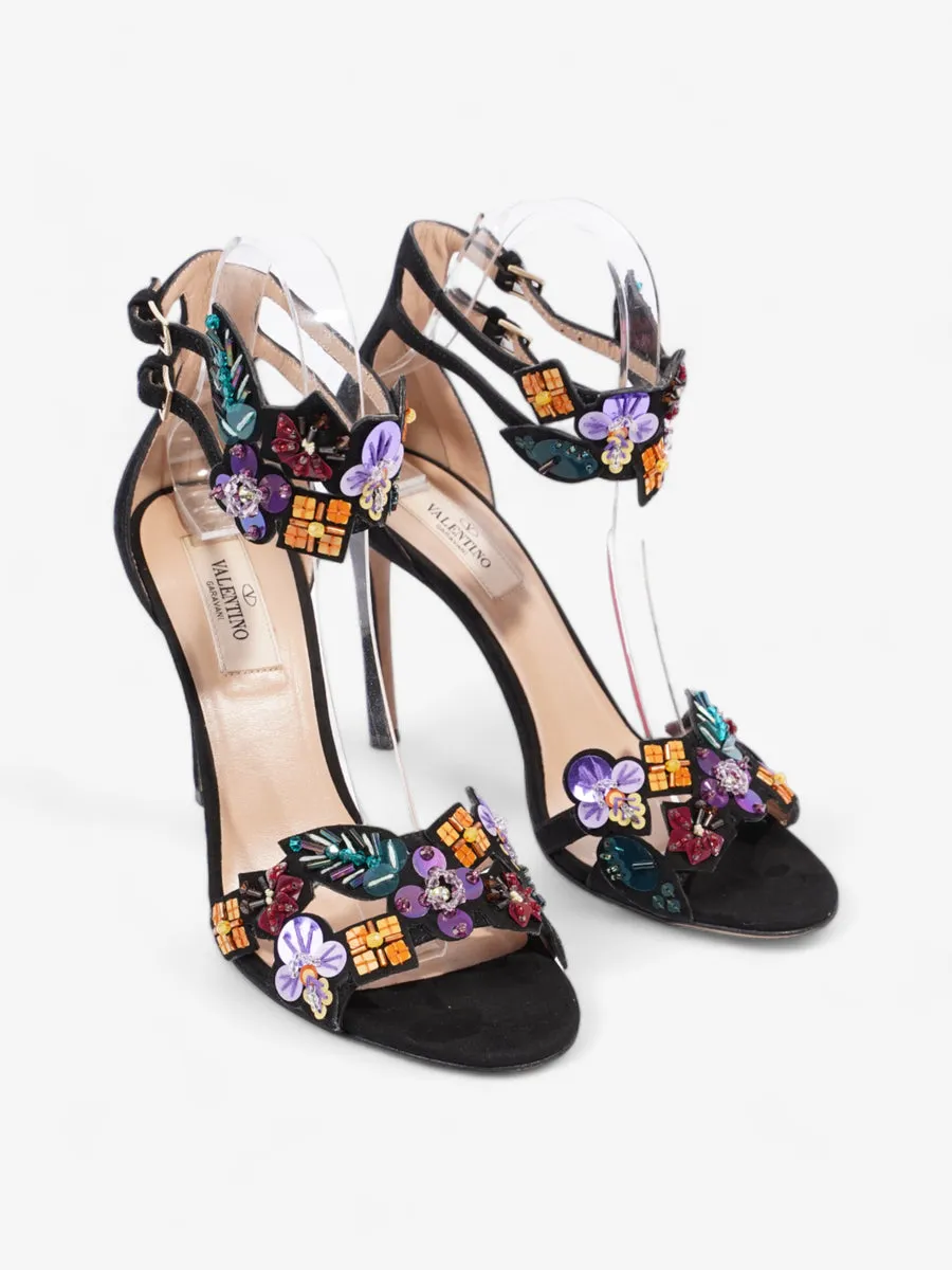 Valentino Embellished Sandals 100 Black / Multicolour  Suede EU 36 UK 3