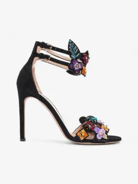 Valentino Embellished Sandals 100 Black / Multicolour  Suede EU 36 UK 3