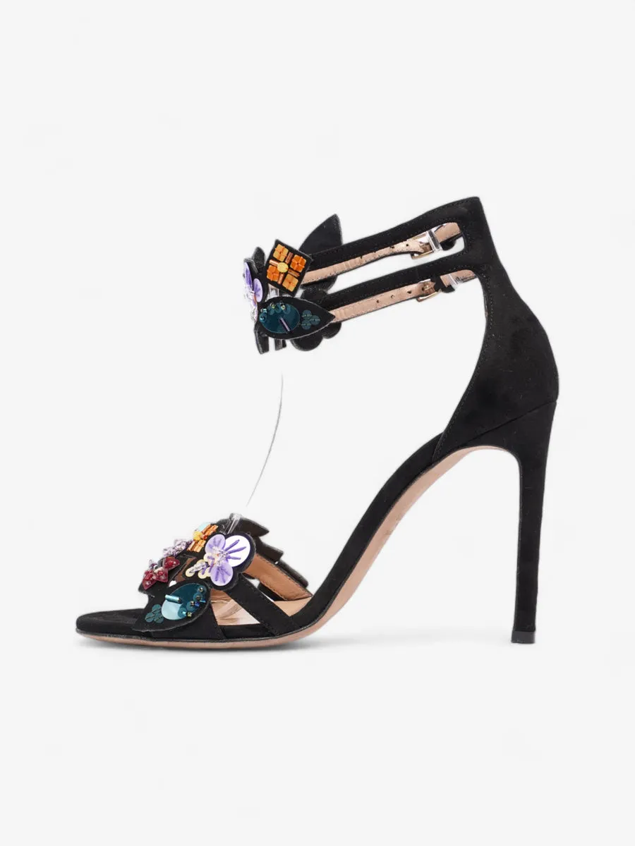 Valentino Embellished Sandals 100 Black / Multicolour  Suede EU 36 UK 3