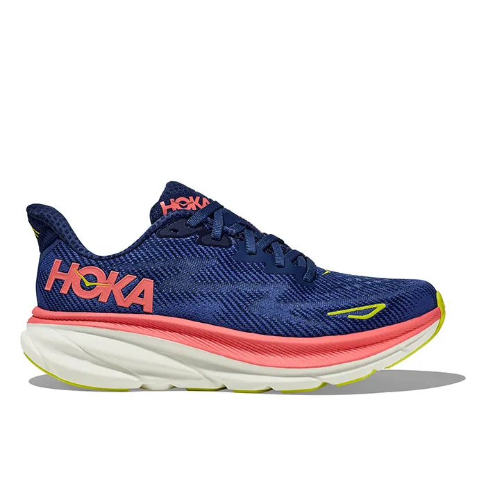 Womens Hoka Clifton 9 in Evening Sky/Coral