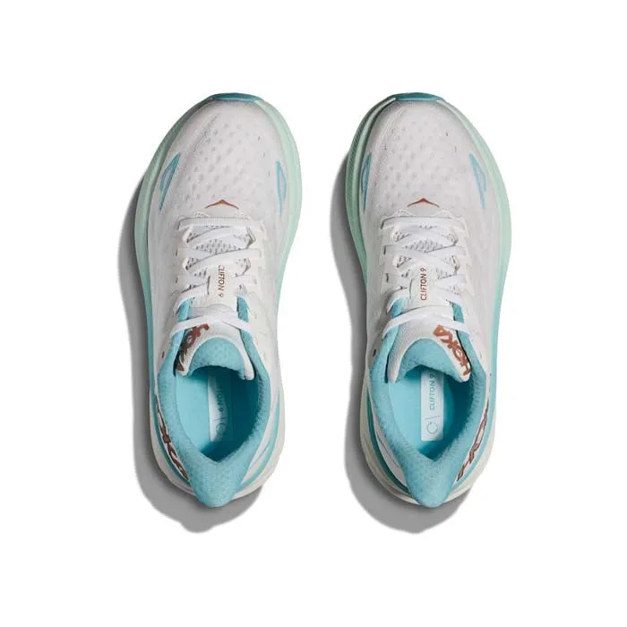 Womens Hoka Clifton 9 in Frost/Rose Gold