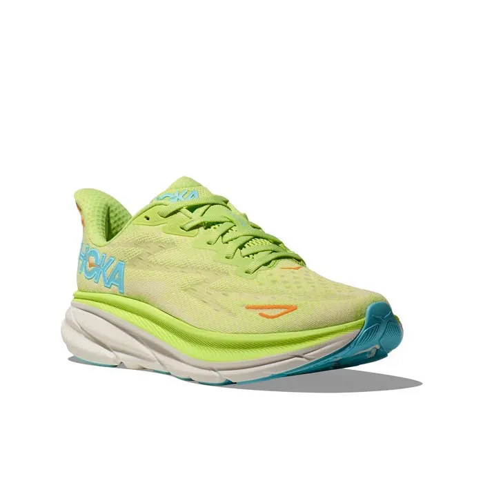 Womens Hoka Clifton 9 in Lettuce/Solar Flare