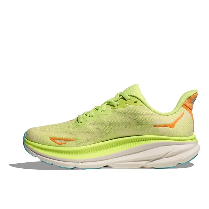 Womens Hoka Clifton 9 in Lettuce/Solar Flare