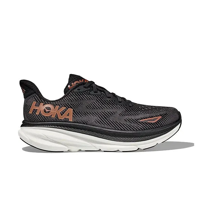 Womens Hoka Clifton 9 Wide in Black/Copper