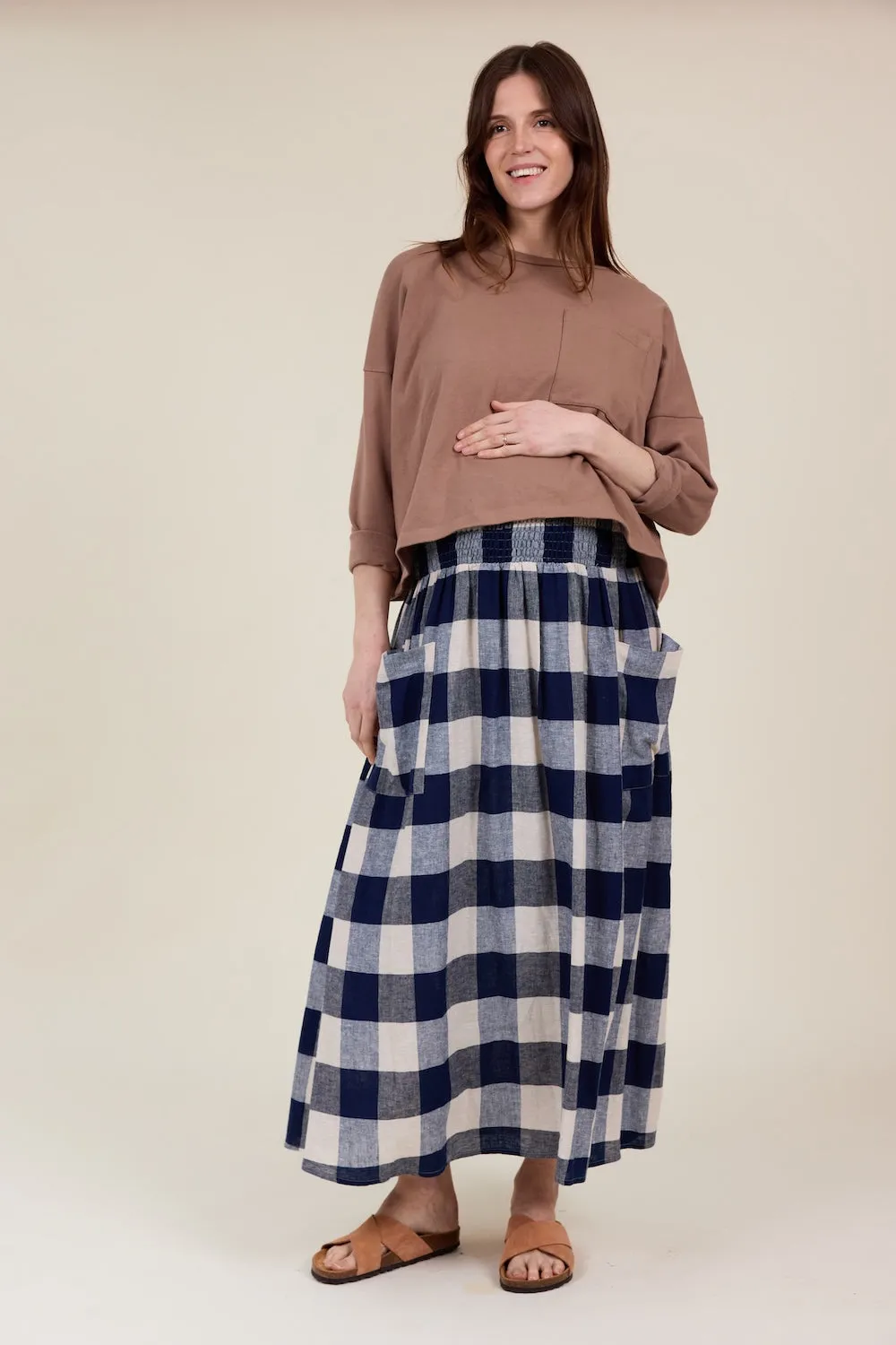 Wren Skirt Navy Check