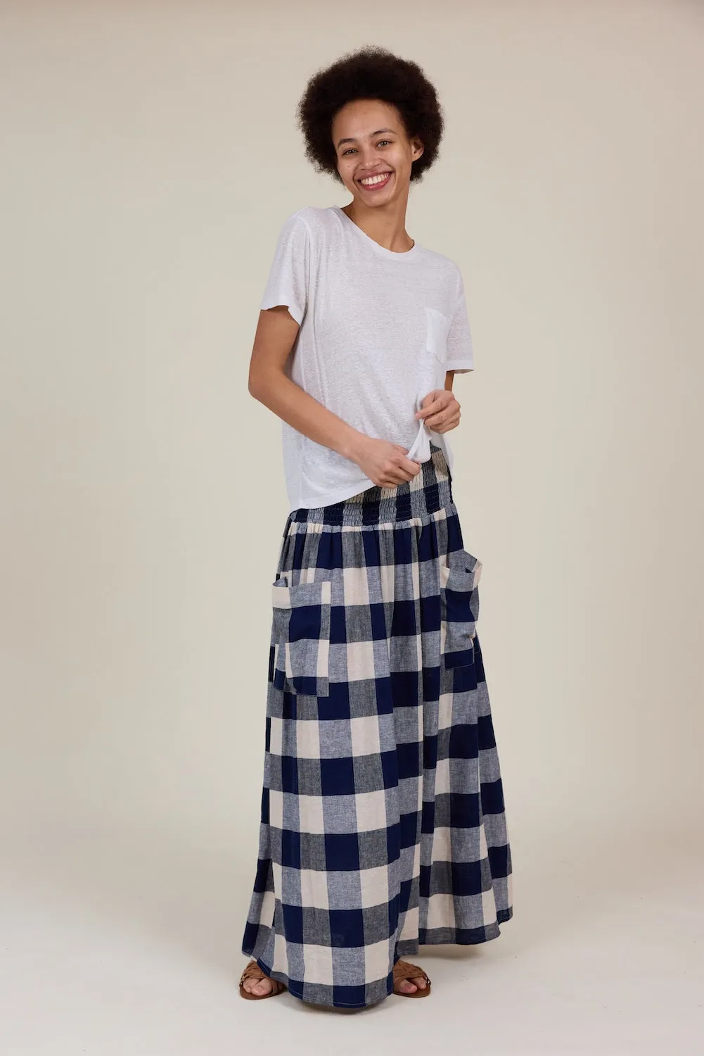 Wren Skirt Navy Check